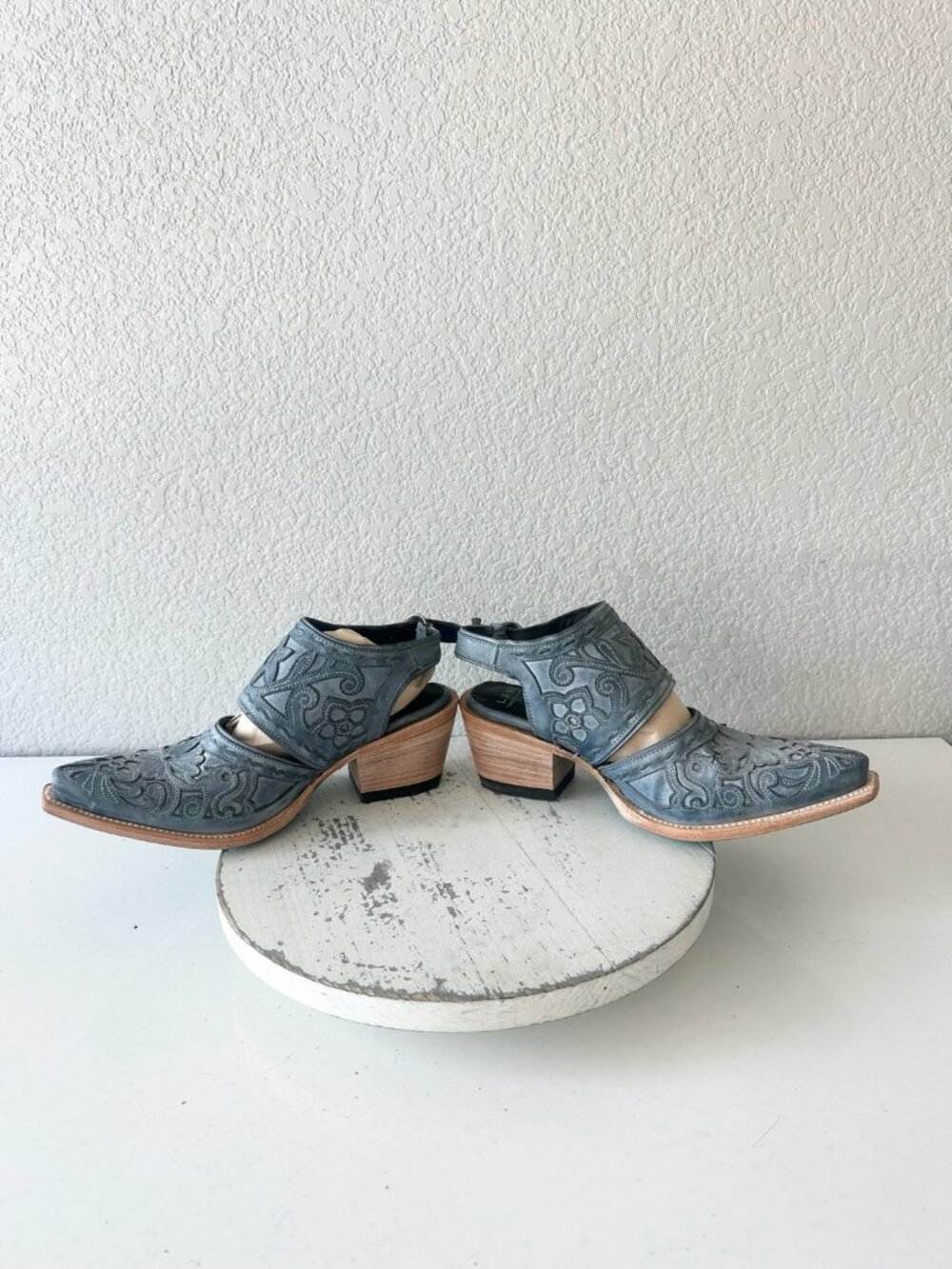 Lane Robin Slingback Mule Womens Cowboy Boots Blue Cowgirl Western Ankle Size 9 - Picture 8 of 12
